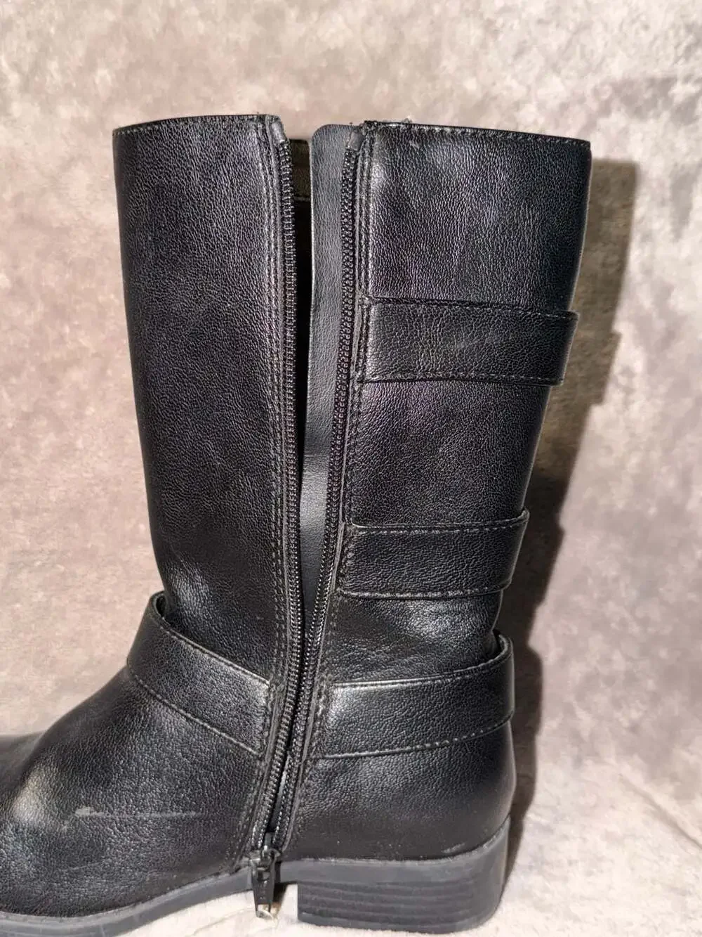 Art Class Black Mid-Calf Boots With Triple Buckle Details Side Zipper Girls